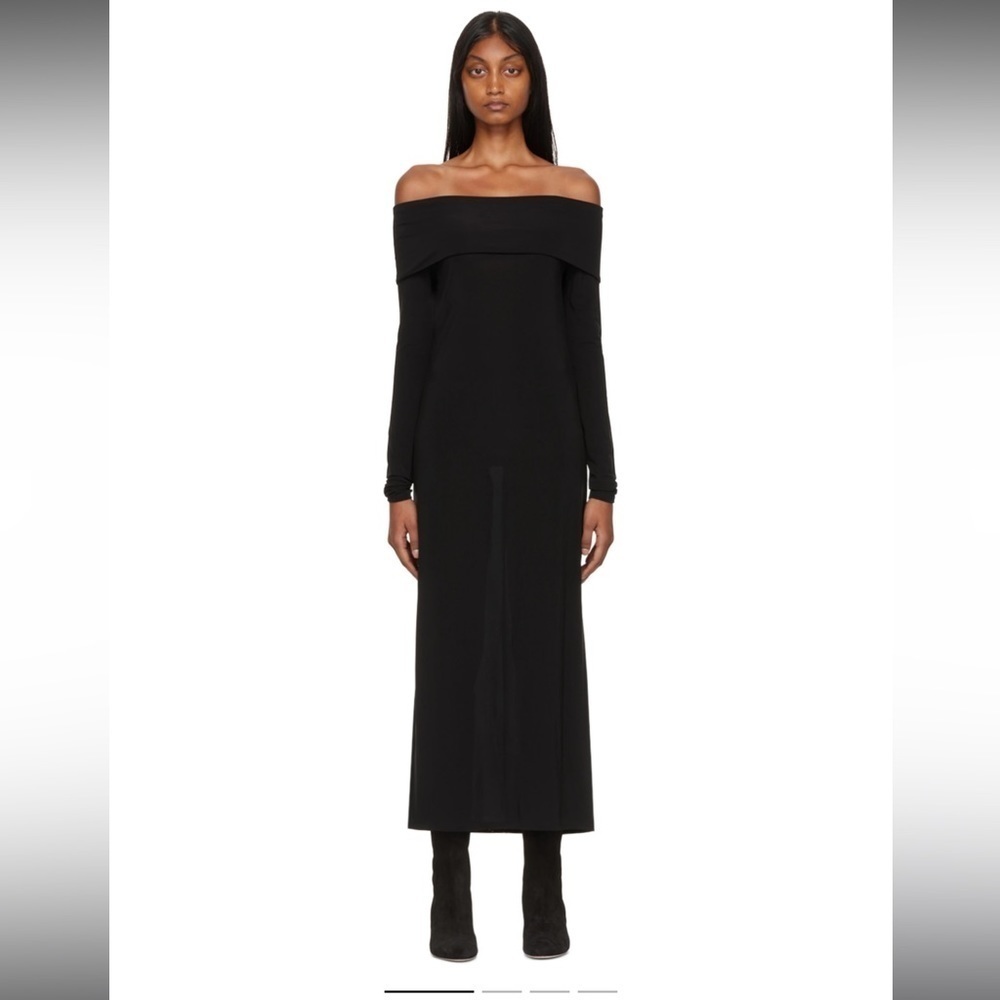 LOULOU STUDIO Black Bicado Midi Dress size medium M NWT